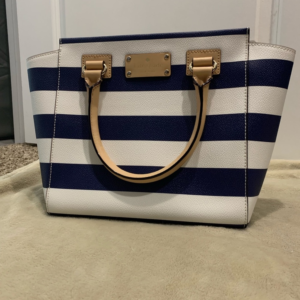 Blue and white striped Kate Spade purse